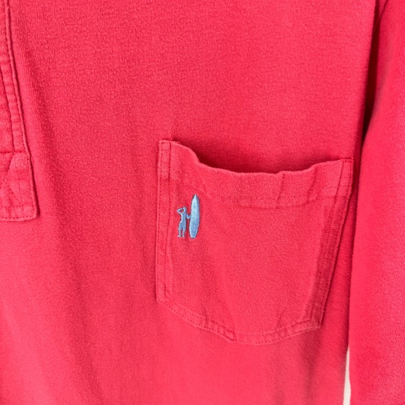 Johnnie-O Mens Red Short Sleeve Cotton Polo Shirt Surfer Logo Pocket Size L - Picture 6 of 9